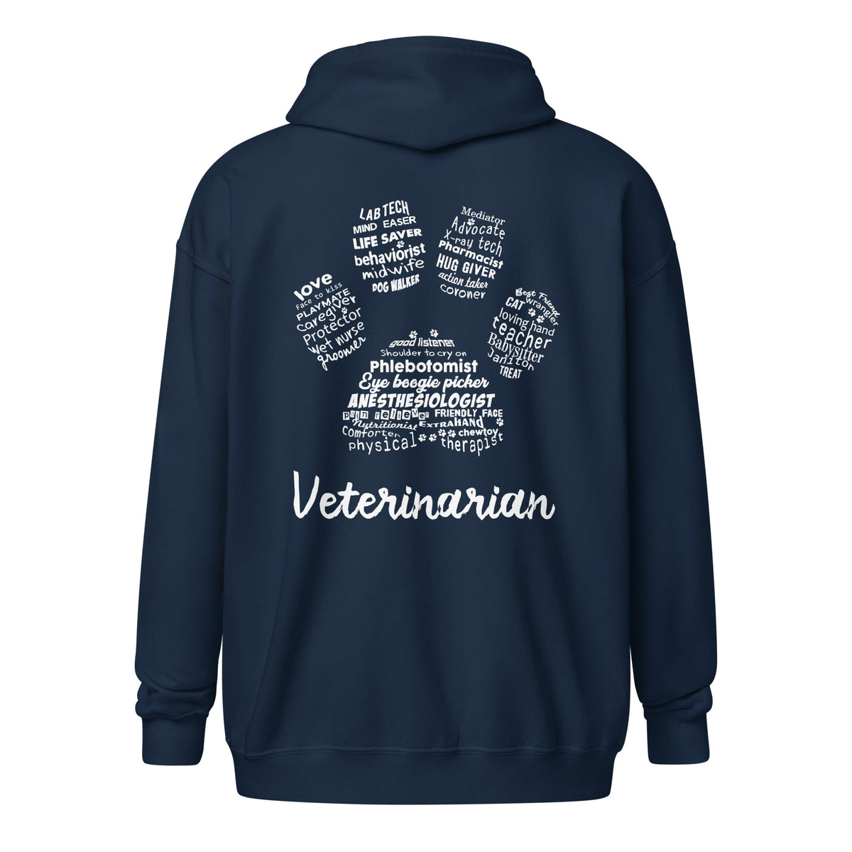 Veterinarian - Paw Print Unisex Zip Hoodie-Unisex Zip Hoodie | Gildan 18600-I love Veterinary