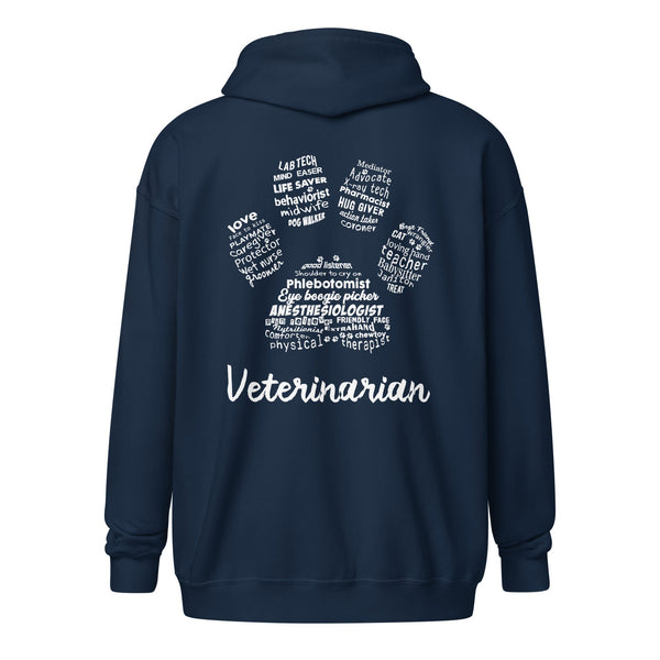 Veterinarian - Paw Print Unisex heavy blend zip hoodie-I love Veterinary