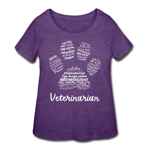 Veterinarian Paw Print Women's Curvy T-shirt-Women’s Curvy T-Shirt | LAT 3804-I love Veterinary
