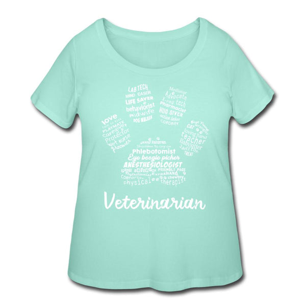 Veterinarian Paw Print Women's Curvy T-shirt-Women’s Curvy T-Shirt | LAT 3804-I love Veterinary