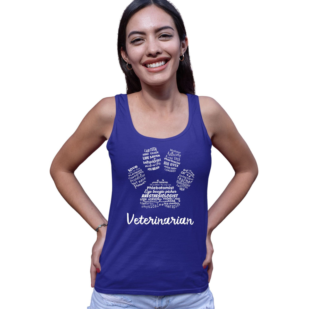 Veterinarian Paw Print Women's Tank Top-Women’s Premium Tank Top | Spreadshirt 917-I love Veterinary
