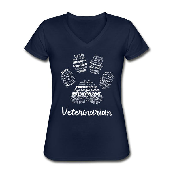 Veterinarian Paw Print Women's V-Neck T-Shirt-Women's V-Neck T-Shirt | Fruit of the Loom L39VR-I love Veterinary