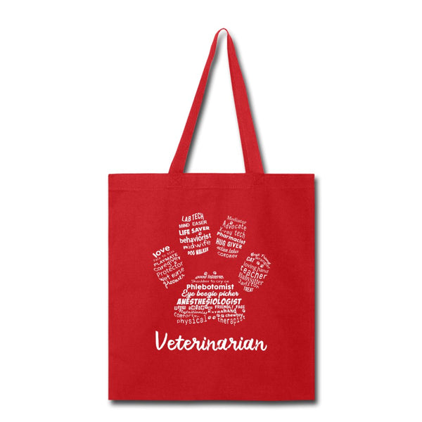 Veterinarian Pawprint Cotton Tote Bag-Tote Bag | Q-Tees Q800-I love Veterinary