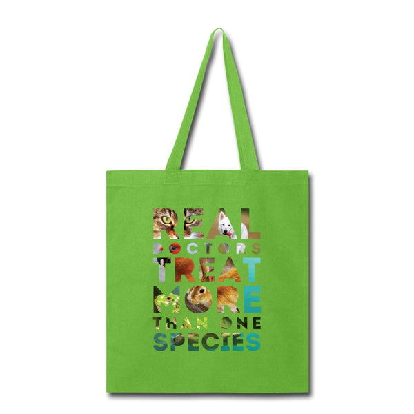 Veterinarian - Real doctors treat more than one species Cotton Tote Bag-Tote Bag | Q-Tees Q800-I love Veterinary