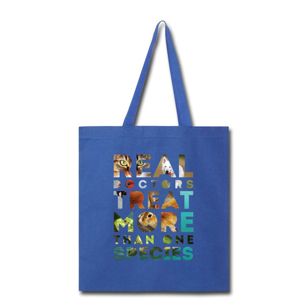Veterinarian - Real doctors treat more than one species Cotton Tote Bag-Tote Bag | Q-Tees Q800-I love Veterinary