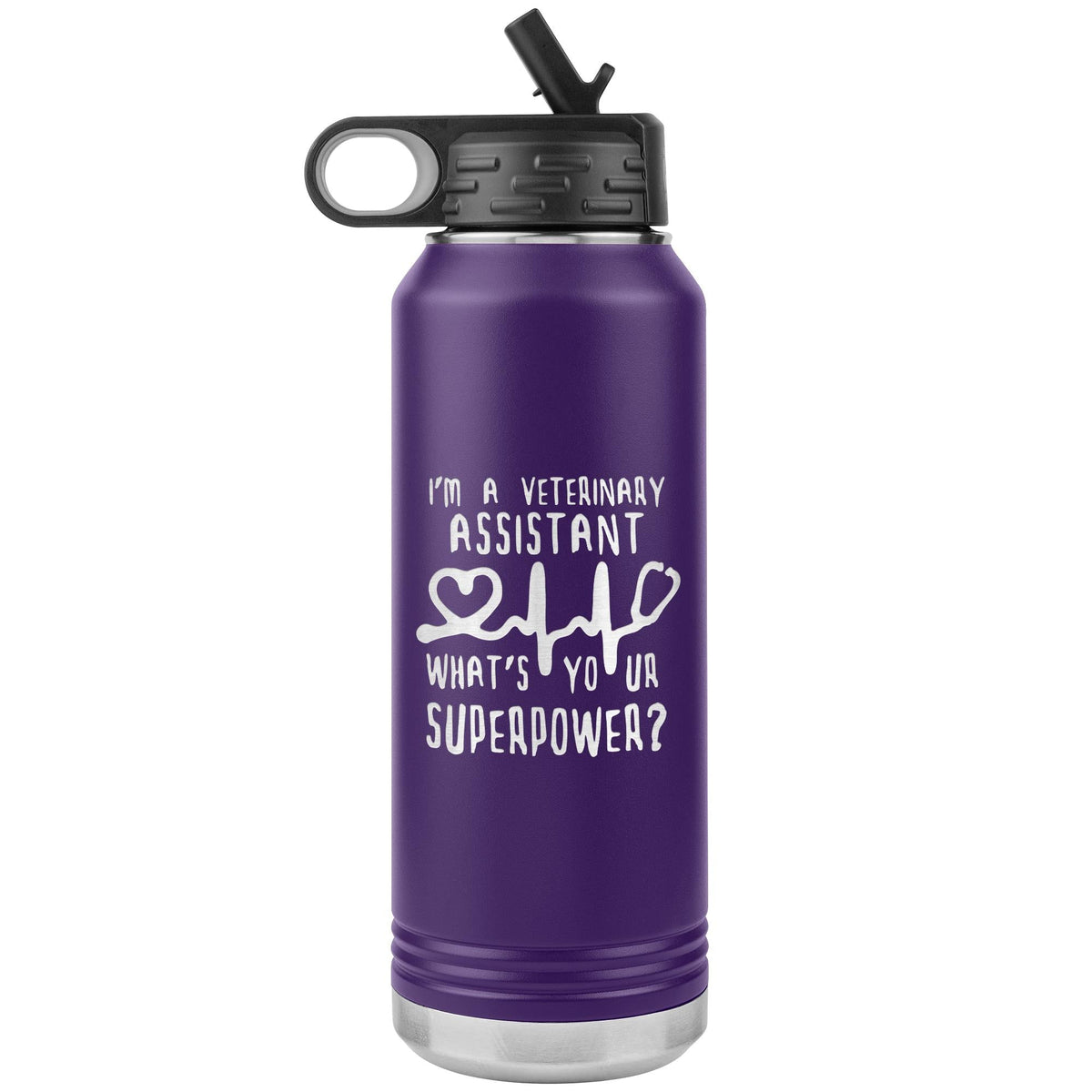 Veterinary Assistant, What's your superpower? Water Bottle Tumbler 32 oz-Water Bottle Tumbler-I love Veterinary