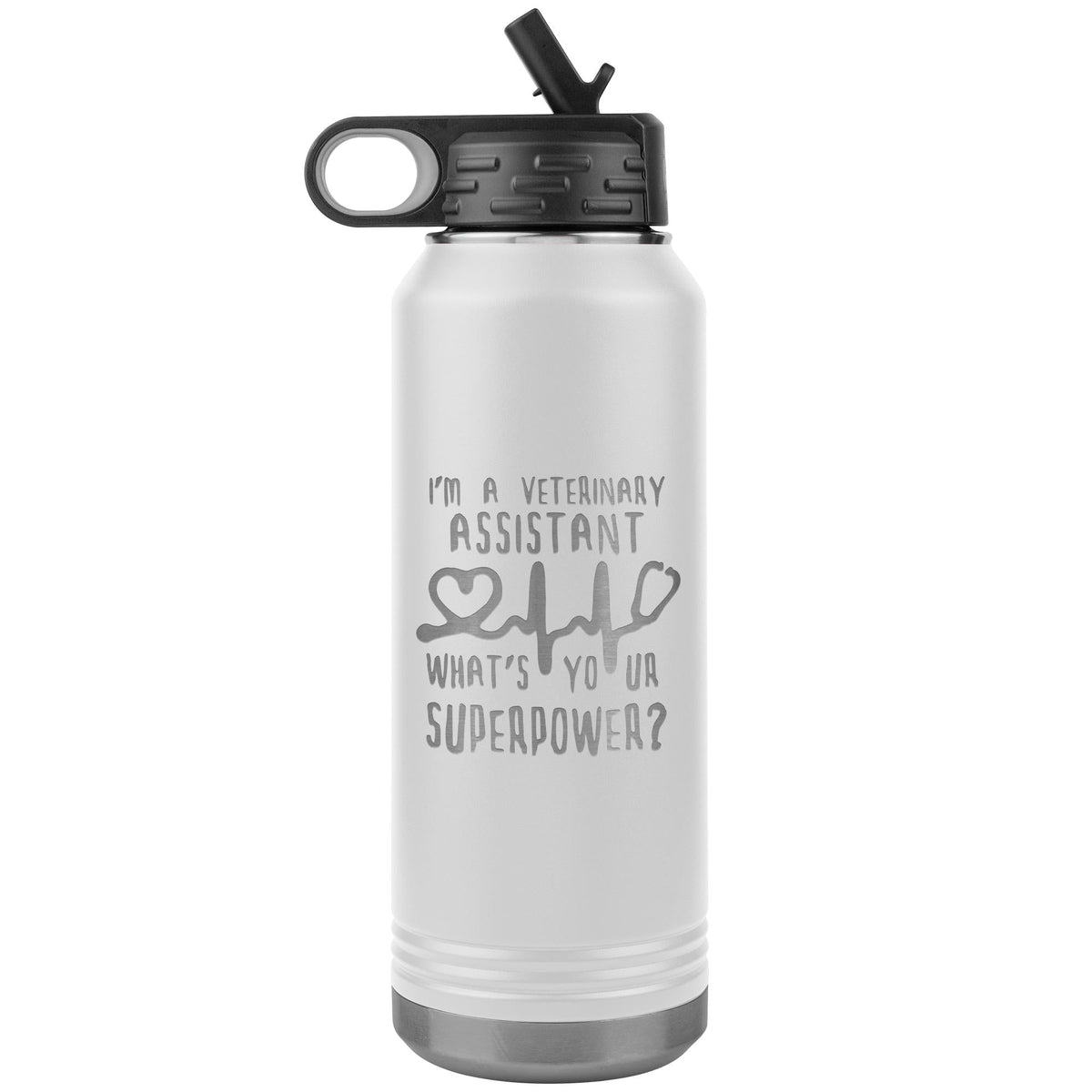 Veterinary Assistant, What's your superpower? Water Bottle Tumbler 32 oz-Water Bottle Tumbler-I love Veterinary
