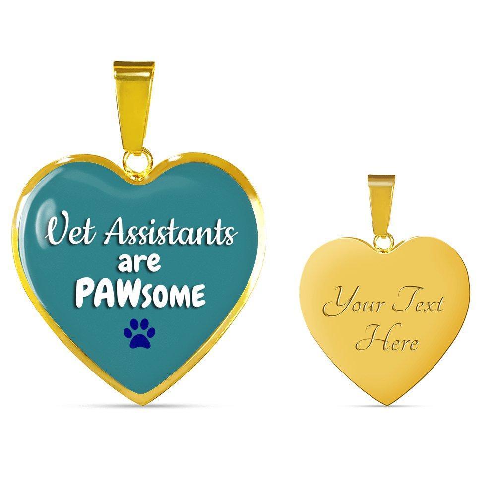 Veterinary Assistants Jewelry Gift Luxury Heart Necklace - Vet Assistants are PAWsome-Necklace-I love Veterinary