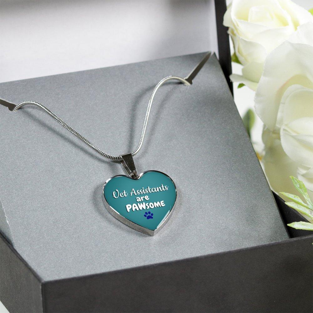 Veterinary Assistants Jewelry Gift Luxury Heart Necklace - Vet Assistants are PAWsome-Necklace-I love Veterinary