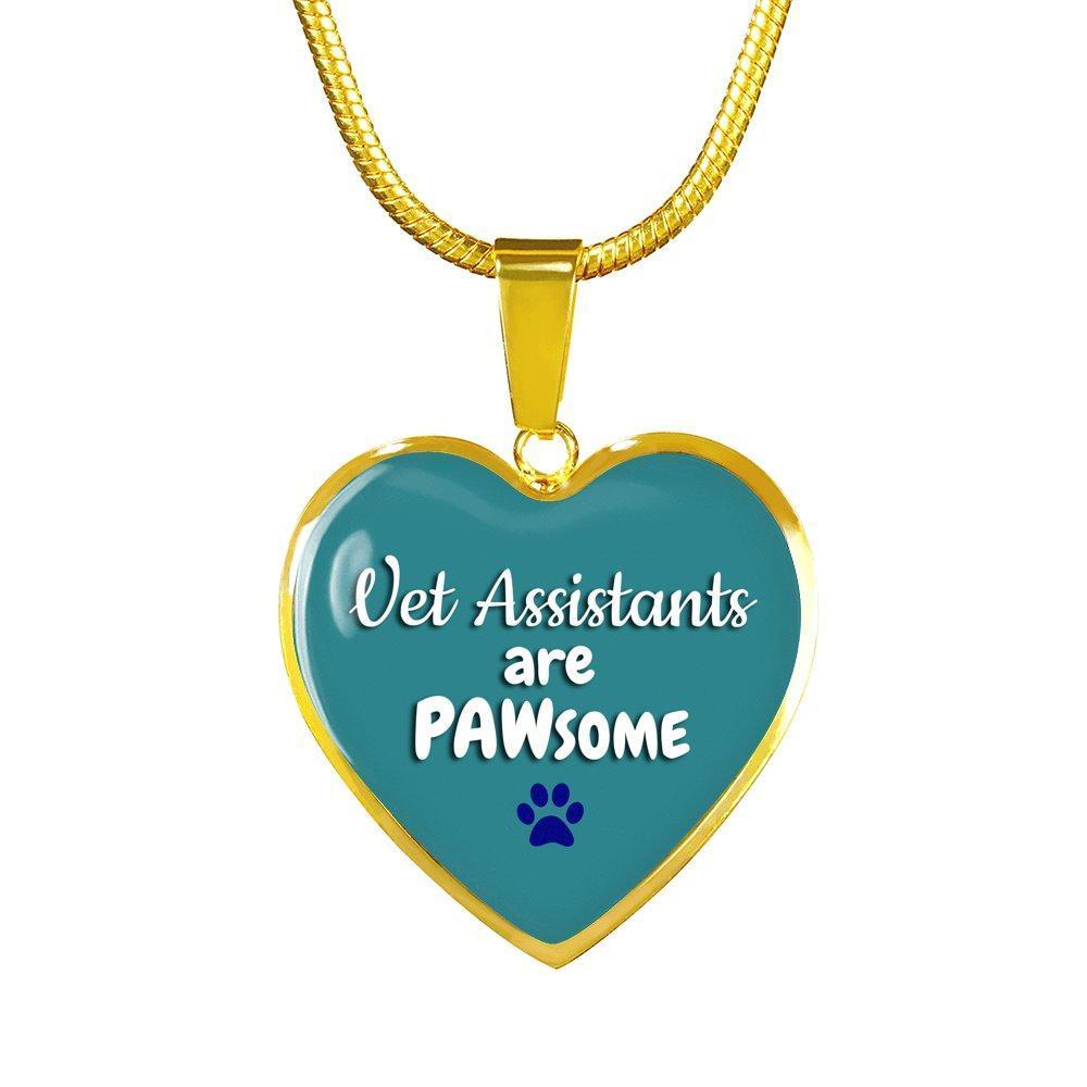 Veterinary Assistants Jewelry Gift Luxury Heart Necklace - Vet Assistants are PAWsome-Necklace-I love Veterinary