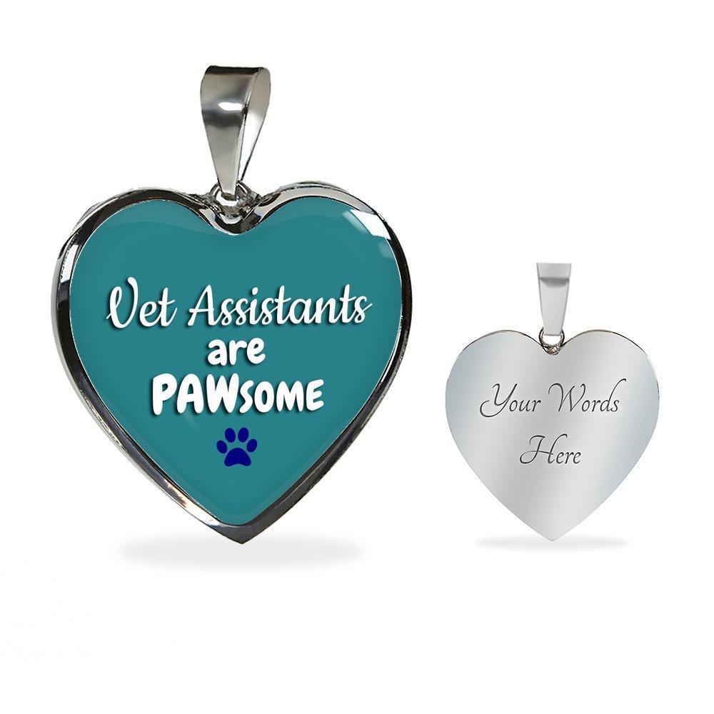 Veterinary Assistants Jewelry Gift Luxury Heart Necklace - Vet Assistants are PAWsome-Necklace-I love Veterinary