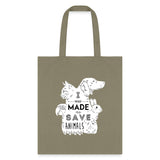 Veterinary - I was made to save animals White Cotton Tote Bag-Tote Bag | Q-Tees Q800-I love Veterinary