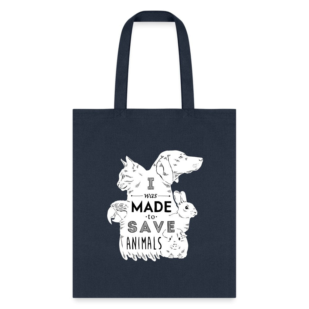 Veterinary - I was made to save animals White Cotton Tote Bag-Tote Bag | Q-Tees Q800-I love Veterinary