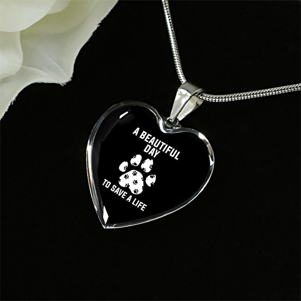 Veterinary Jewelry Gift Luxury Heart Necklace - A beautiful day to save a life-Necklace-I love Veterinary