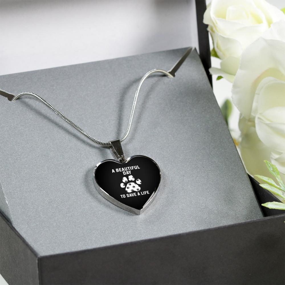 Veterinary Jewelry Gift Luxury Heart Necklace - A beautiful day to save a life-Necklace-I love Veterinary