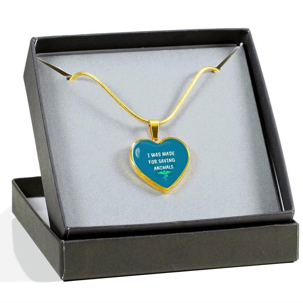 Veterinary Jewelry Gift Luxury Heart Necklace - I was made for saving animals-Necklace-I love Veterinary