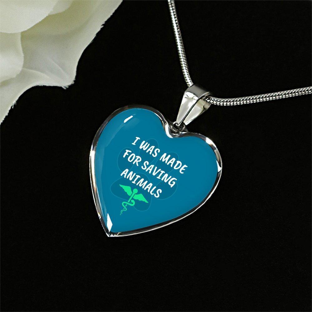 Veterinary Jewelry Gift Luxury Heart Necklace - I was made for saving animals-Necklace-I love Veterinary