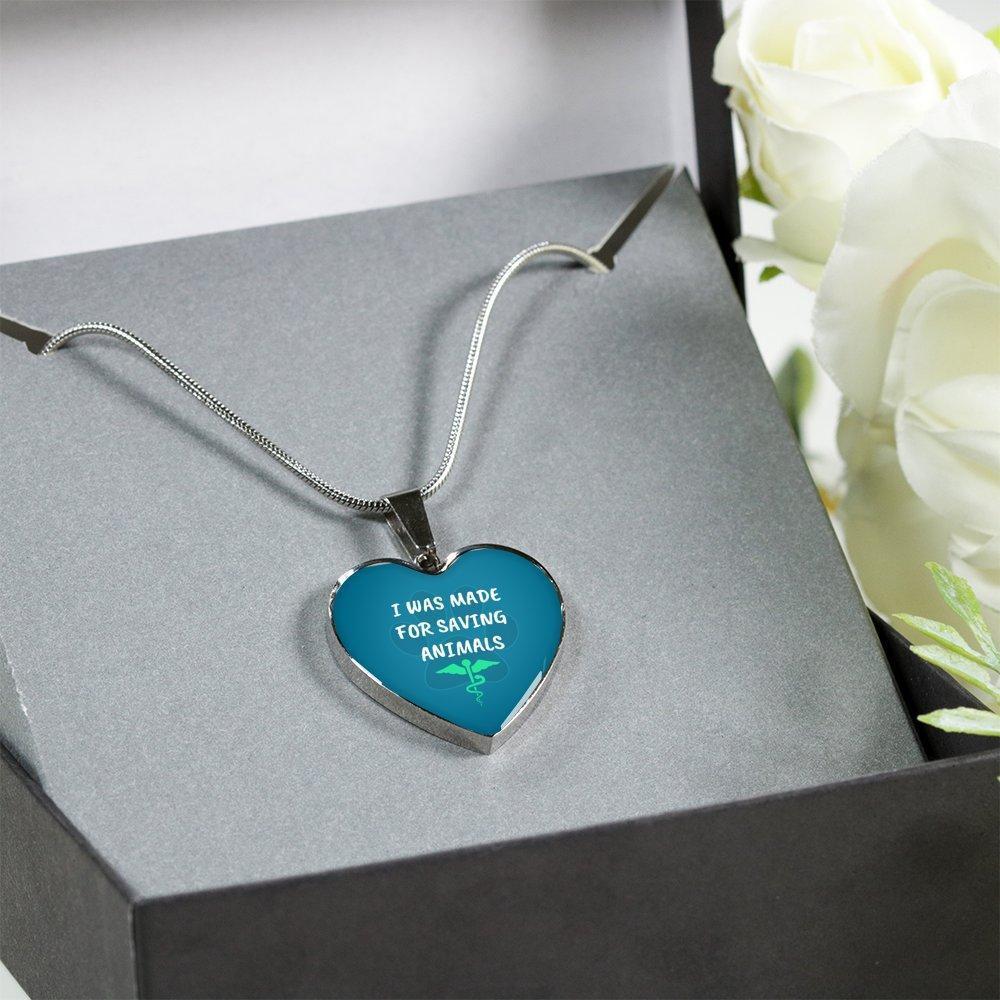 Veterinary Jewelry Gift Luxury Heart Necklace - I was made for saving animals-Necklace-I love Veterinary