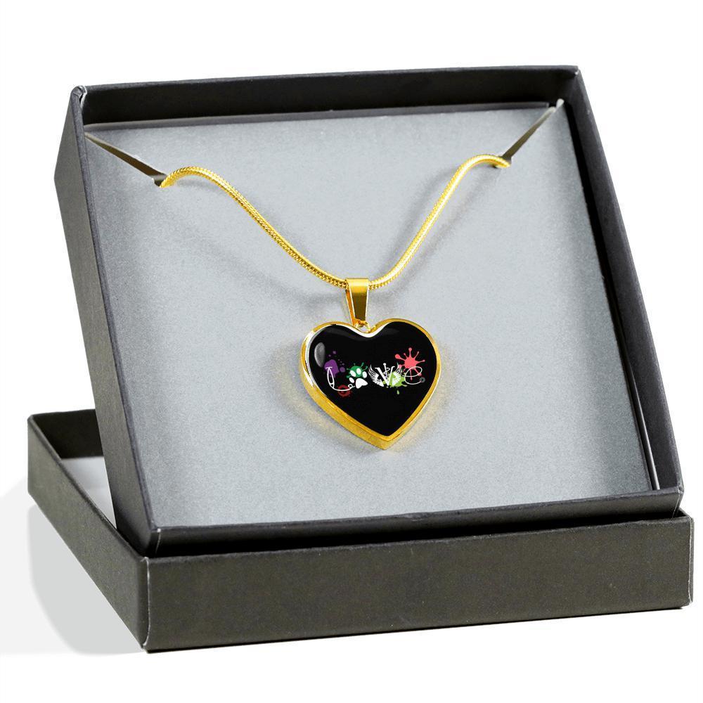 Veterinary Jewelry Gift Luxury Heart Necklace - LOVE Veterinary Medicine-Necklace-I love Veterinary