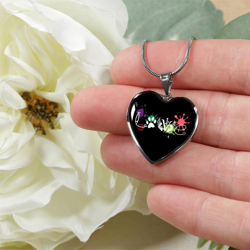 Veterinary Jewelry Gift Luxury Heart Necklace - LOVE Veterinary Medicine-Necklace-I love Veterinary