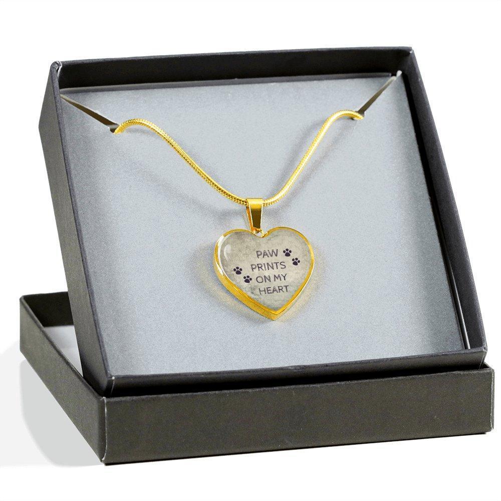 Veterinary Jewelry Gift Luxury Heart Necklace - Paw prints on my heart-Necklace-I love Veterinary