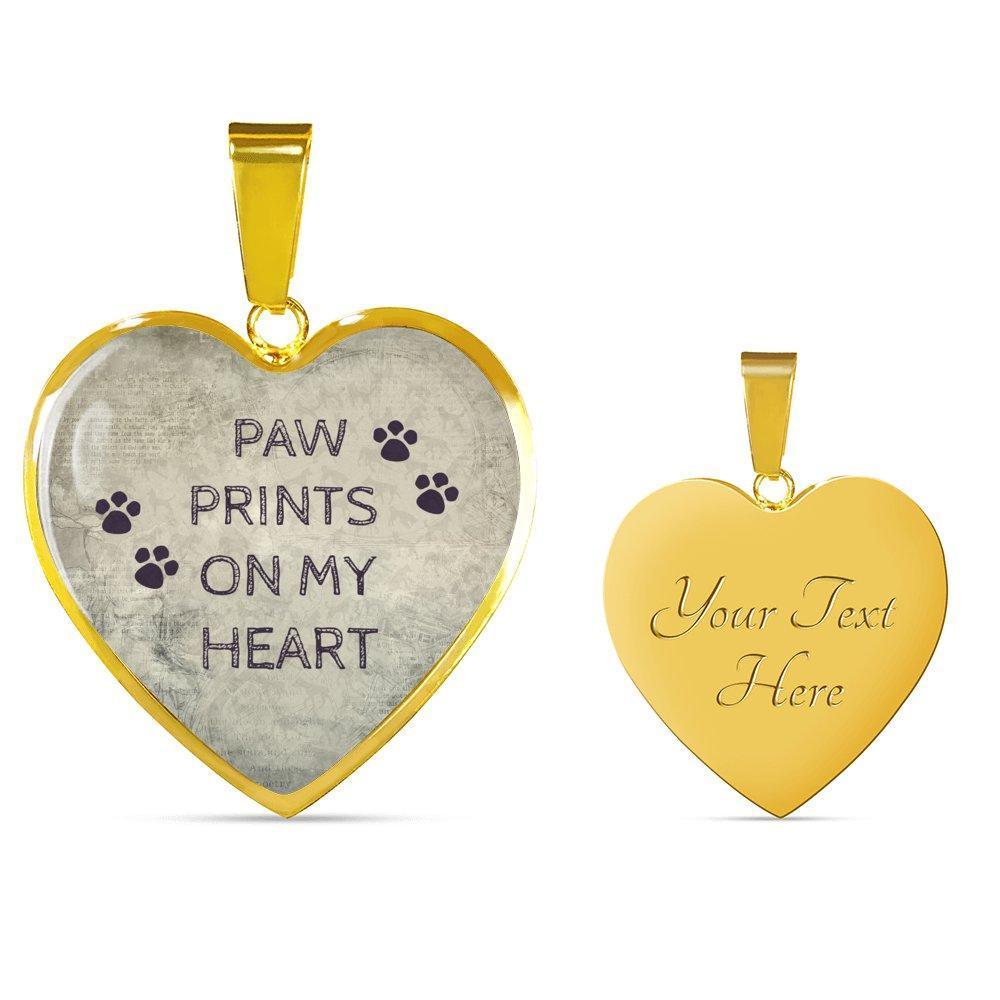 Veterinary Jewelry Gift Luxury Heart Necklace - Paw prints on my heart-Necklace-I love Veterinary