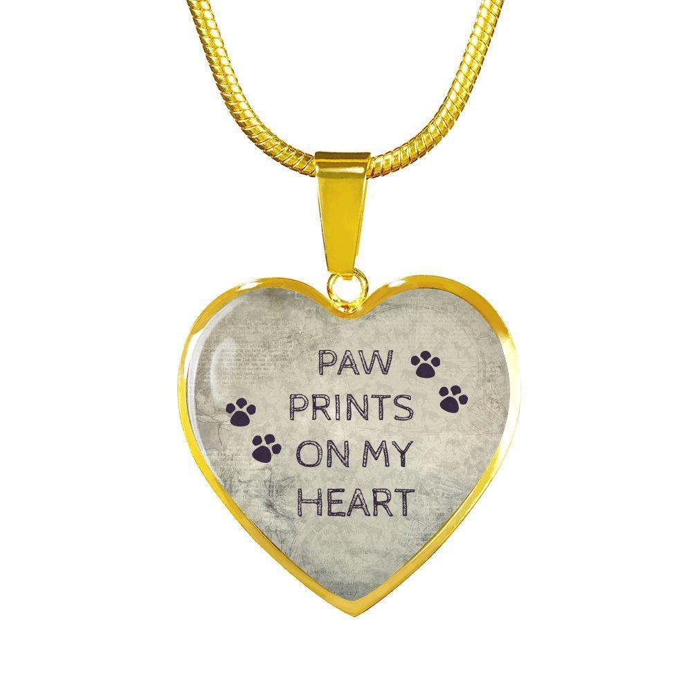 Veterinary Jewelry Gift Luxury Heart Necklace - Paw prints on my heart-Necklace-I love Veterinary
