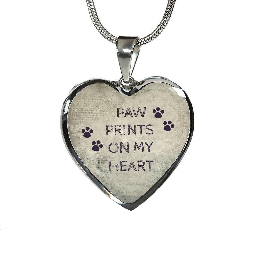 Veterinary Jewelry Gift Luxury Heart Necklace - Paw prints on my heart-Necklace-I love Veterinary