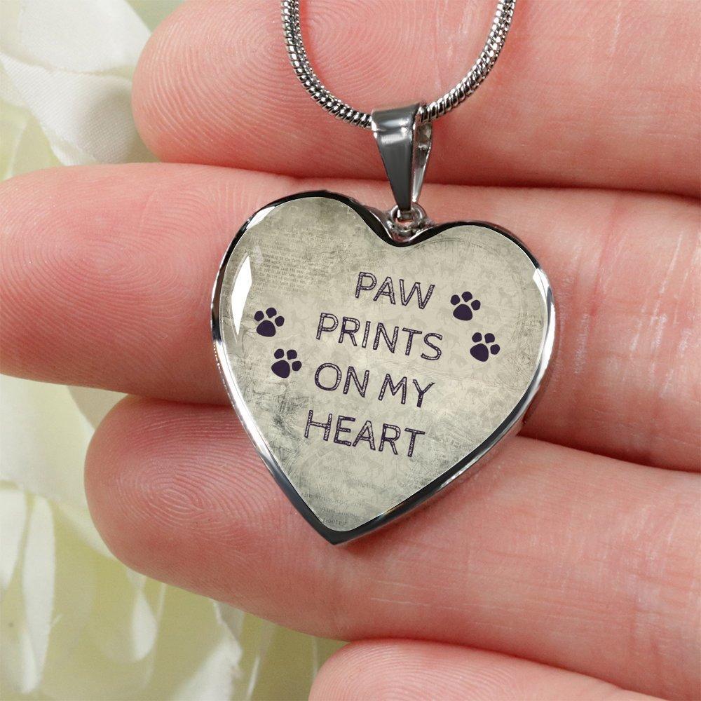 Veterinary Jewelry Gift Luxury Heart Necklace - Paw prints on my heart-Necklace-I love Veterinary