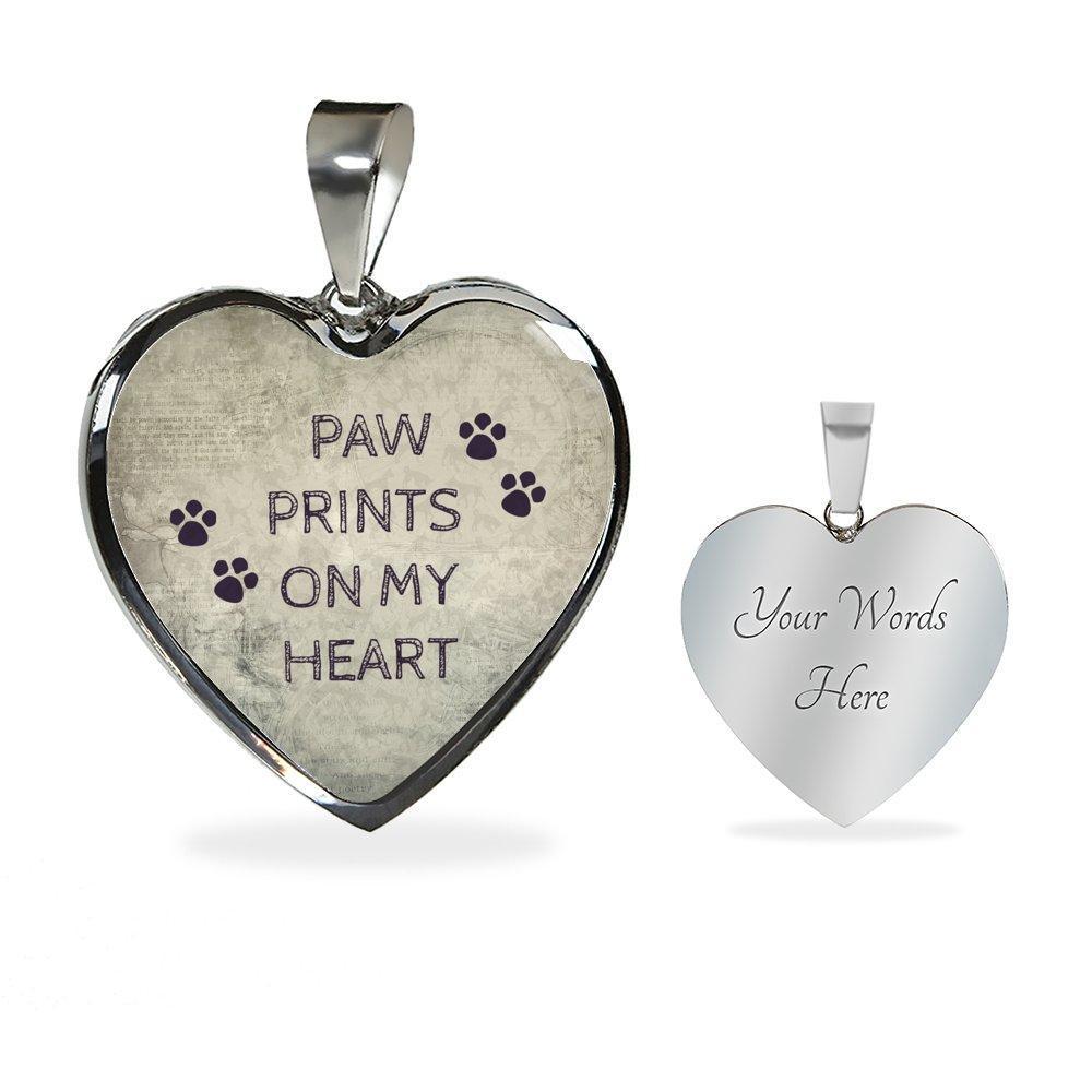 Veterinary Jewelry Gift Luxury Heart Necklace - Paw prints on my heart-Necklace-I love Veterinary