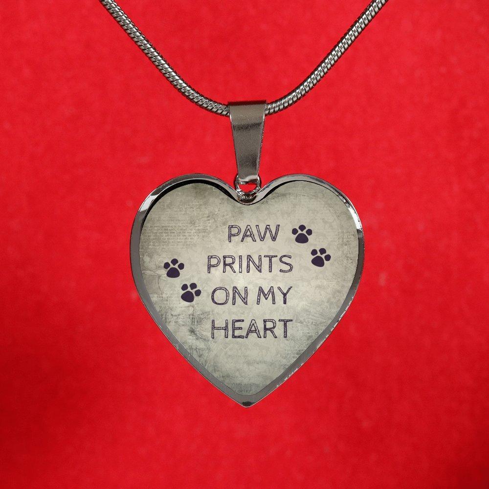 Veterinary Jewelry Gift Luxury Heart Necklace - Paw prints on my heart-Necklace-I love Veterinary