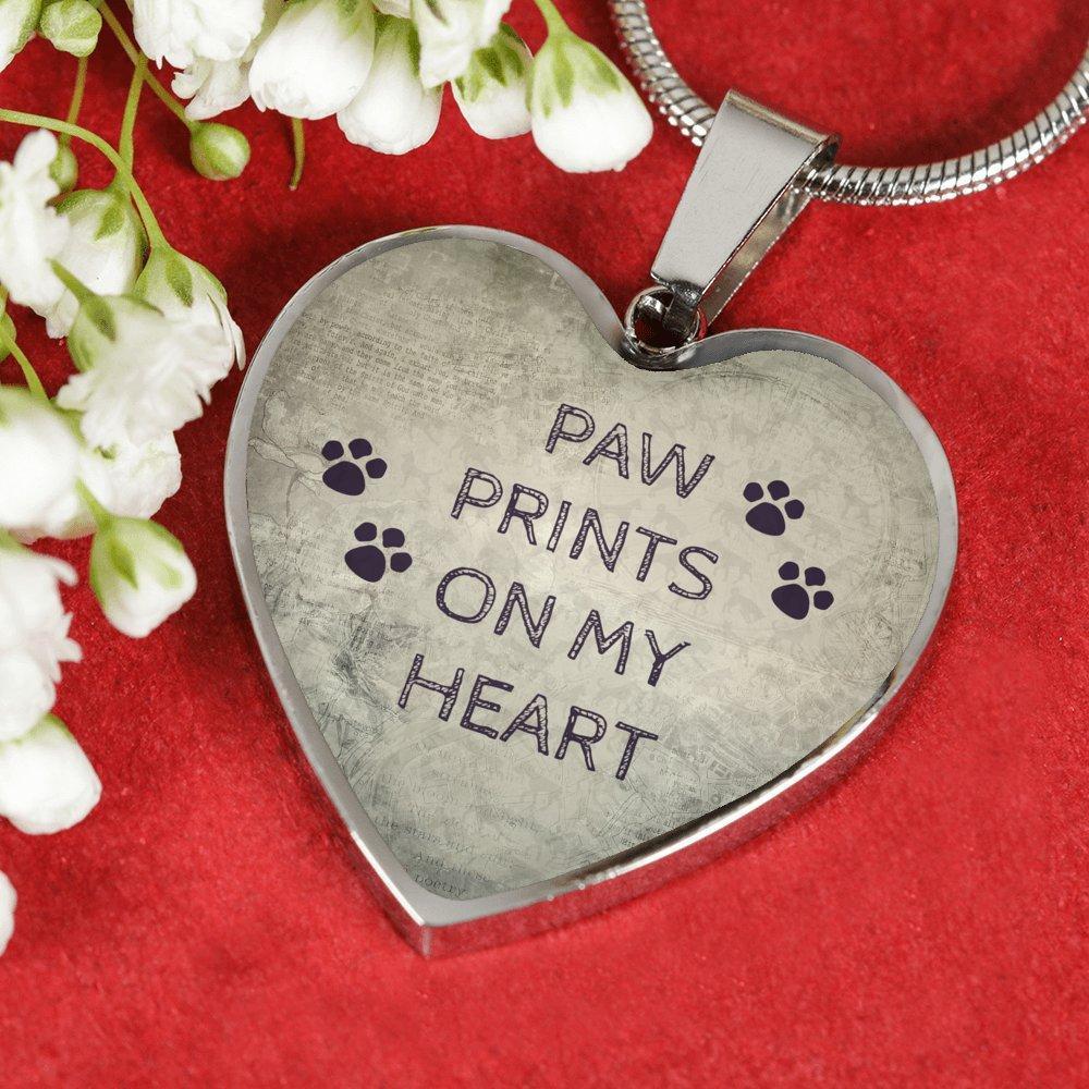 Veterinary Jewelry Gift Luxury Heart Necklace - Paw prints on my heart-Necklace-I love Veterinary