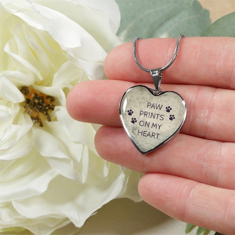 Veterinary Jewelry Gift Luxury Heart Necklace Paw prints on my heart