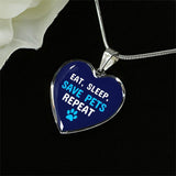 Veterinary Jewelry Gift Luxury Heart Necklace - Sleep, eat, save pets repeat-Necklace-I love Veterinary