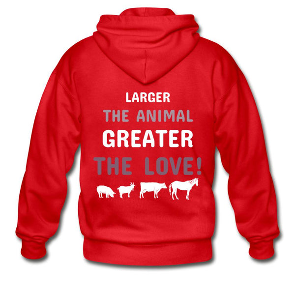 Veterinary - Larger the animal- Greater the love! Unisex Zip Hoodie-Heavy Blend Adult Zip Hoodie | Gildan G18600-I love Veterinary