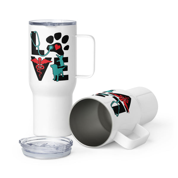 Veterinary Love cat and dog Travel mug with a handle-I love Veterinary