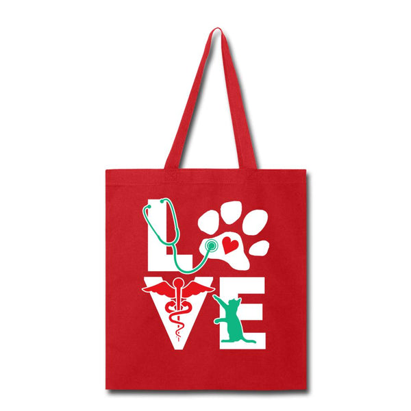 Veterinary Love Cat - Cotton Tote Bag-Tote Bag | Q-Tees Q800-I love Veterinary