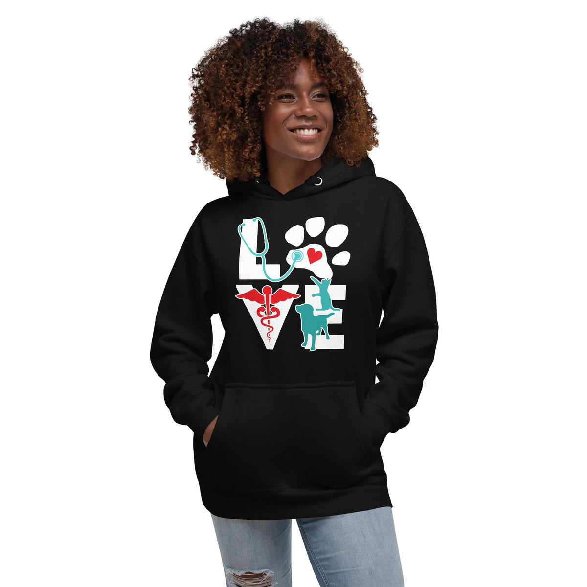 Veterinary Love Dog and Cat Unisex Premium Hoodie-Premium Unisex Hoodie-I love Veterinary