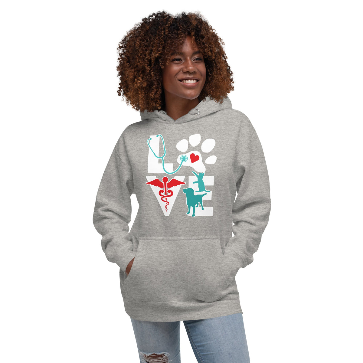 Veterinary Love Dog and Cat Unisex Premium Hoodie-Premium Unisex Hoodie-I love Veterinary