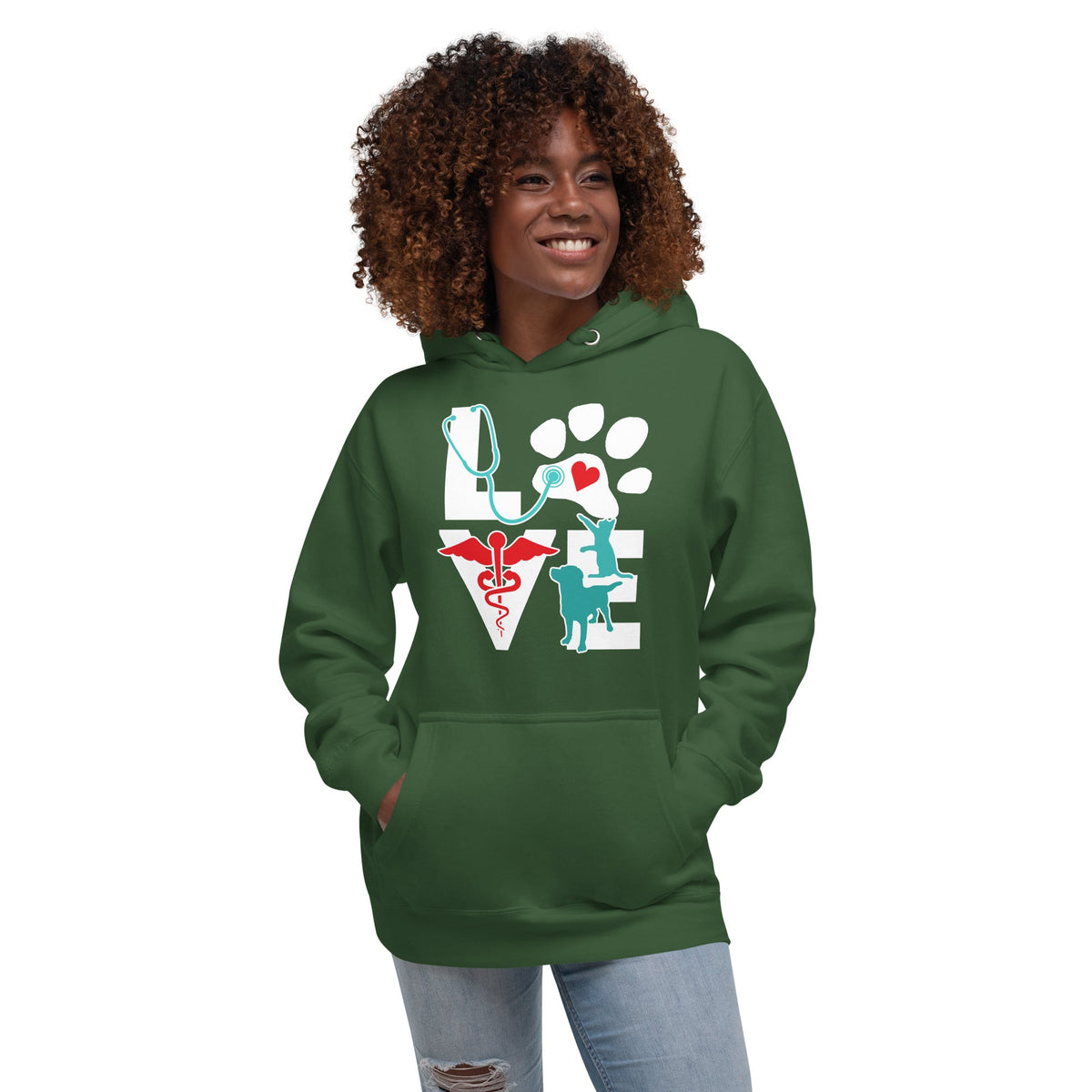 Veterinary Love Dog and Cat Unisex Premium Hoodie-Premium Unisex Hoodie-I love Veterinary
