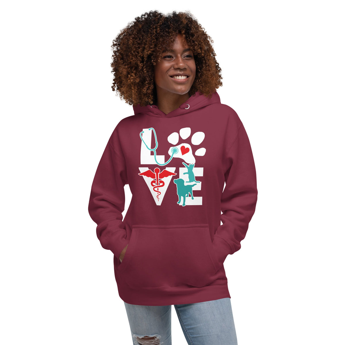Veterinary Love Dog and Cat Unisex Premium Hoodie-Premium Unisex Hoodie-I love Veterinary