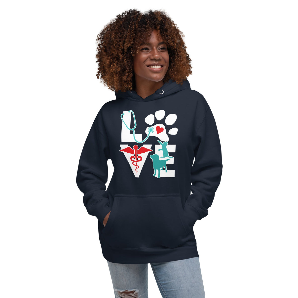 Veterinary Love Dog and Cat Unisex Premium Hoodie-Premium Unisex Hoodie-I love Veterinary