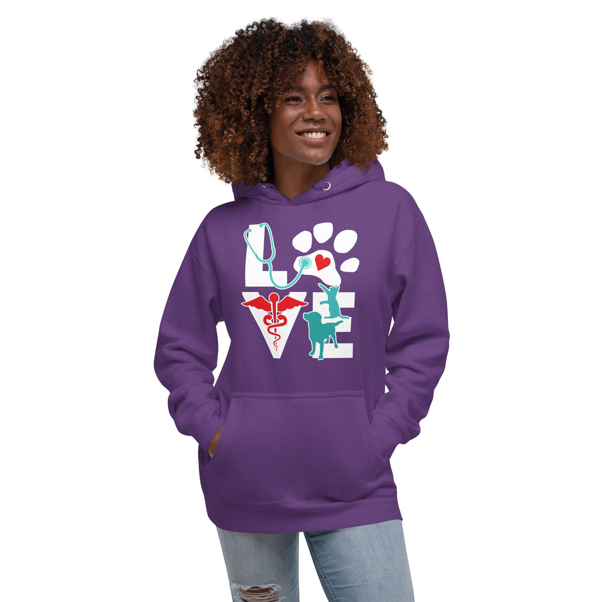 Veterinary Love Dog and Cat Unisex Premium Hoodie-Premium Unisex Hoodie-I love Veterinary