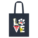 Veterinary - Love dog Cotton Tote Bag-Tote Bag | Q-Tees Q800-I love Veterinary