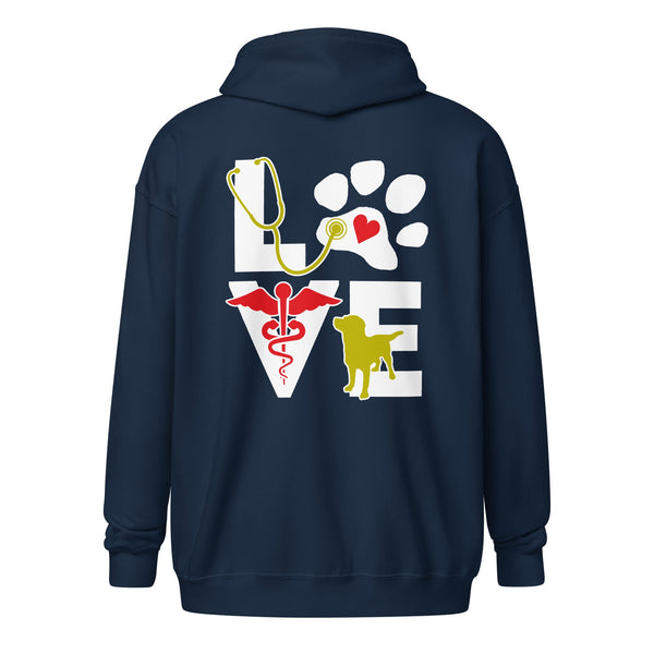 Veterinary - Love dog Unisex heavy blend zip hoodie-Unisex Heavy Blend Zip Hoodie | Gildan 18600-I love Veterinary