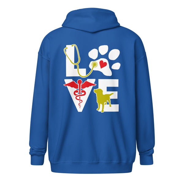 Veterinary - Love dog Unisex heavy blend zip hoodie-Unisex Heavy Blend Zip Hoodie | Gildan 18600-I love Veterinary