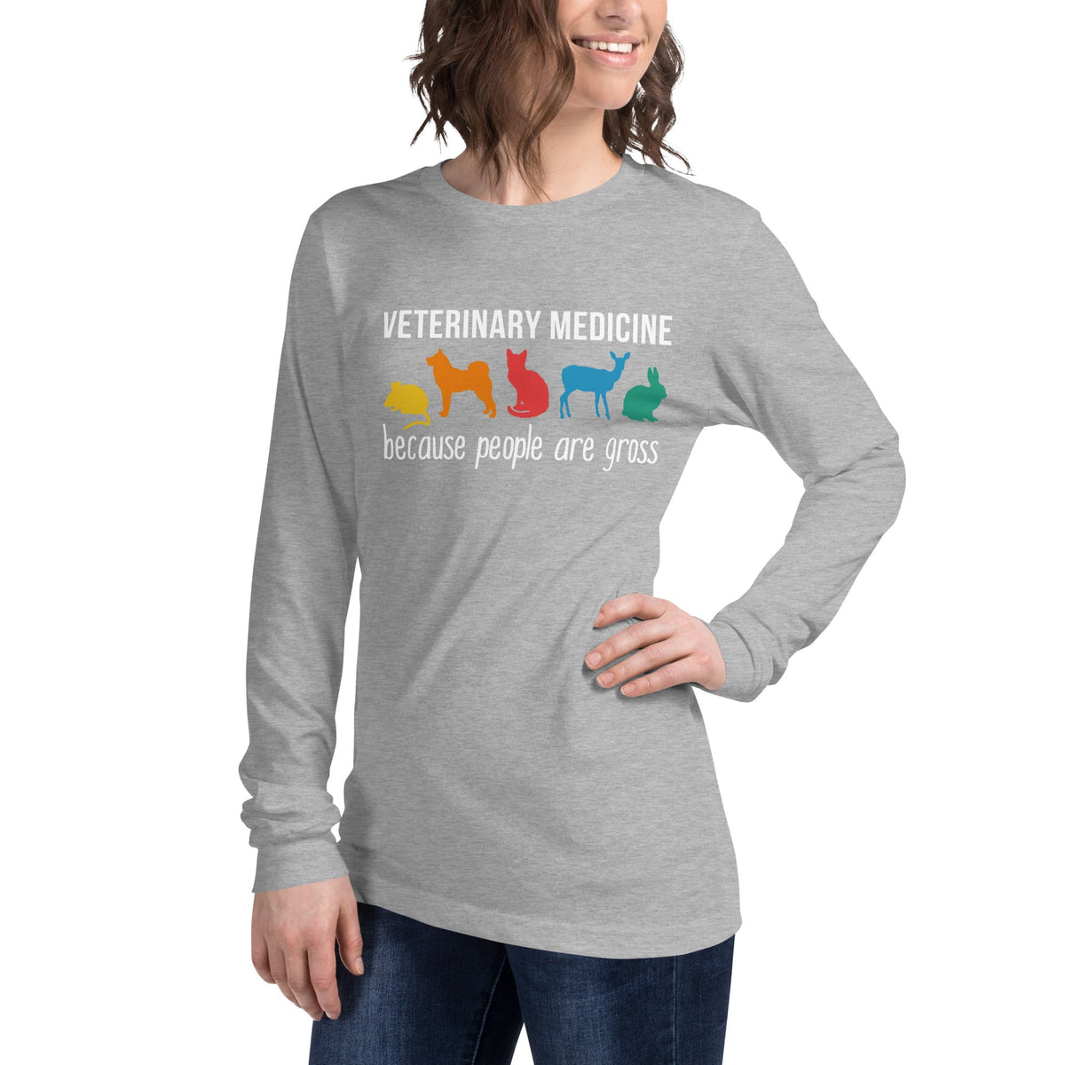 Veterinary Medicine because people are gross Unisex Long Sleeve Tee-Unisex Long Sleeve Shirt | Bella + Canvas 3501-I love Veterinary