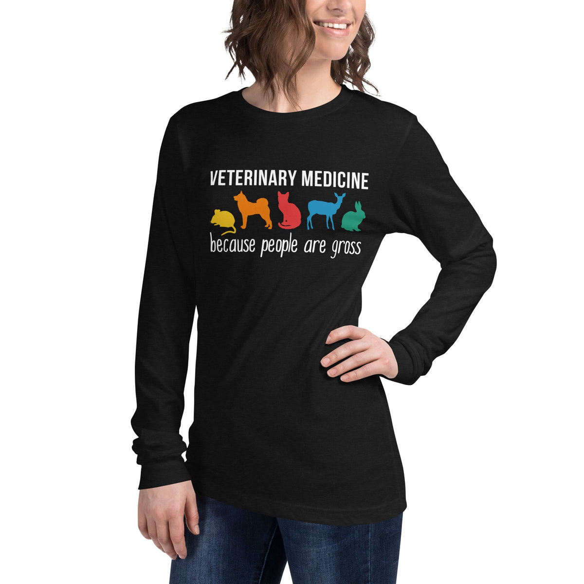 Veterinary Medicine because people are gross Unisex Long Sleeve Tee-Unisex Long Sleeve Shirt | Bella + Canvas 3501-I love Veterinary