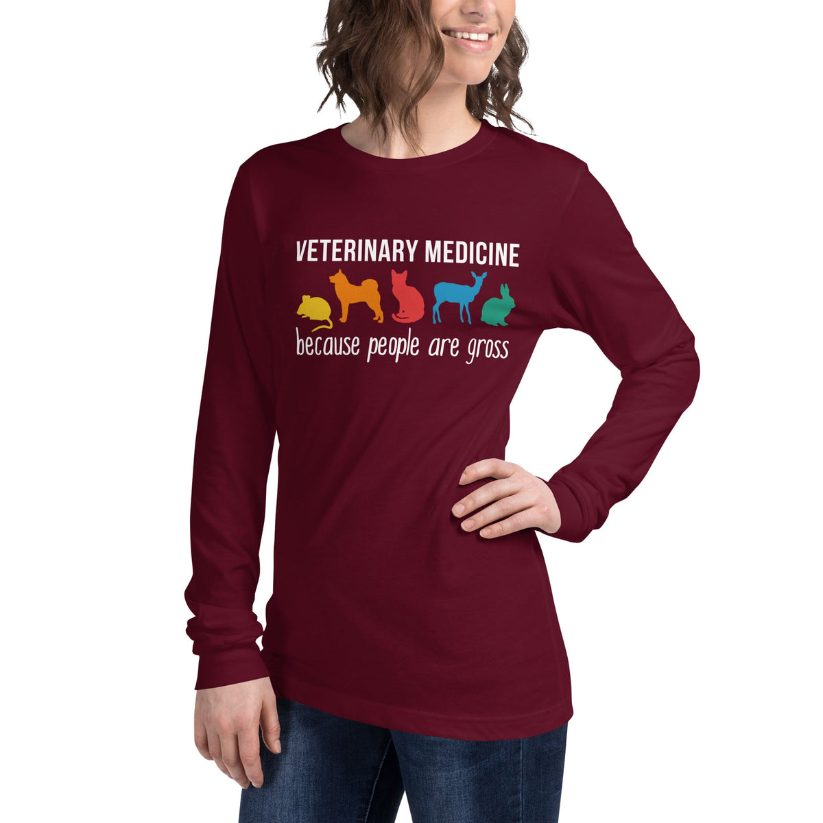 Veterinary Medicine because people are gross Unisex Long Sleeve Tee-Unisex Long Sleeve Shirt | Bella + Canvas 3501-I love Veterinary