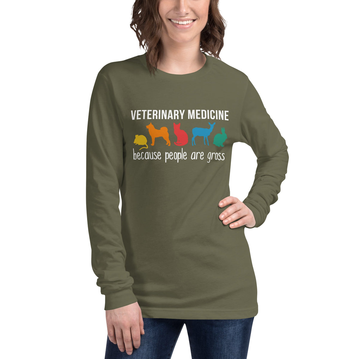 Veterinary Medicine because people are gross Unisex Long Sleeve Tee-Unisex Long Sleeve Shirt | Bella + Canvas 3501-I love Veterinary